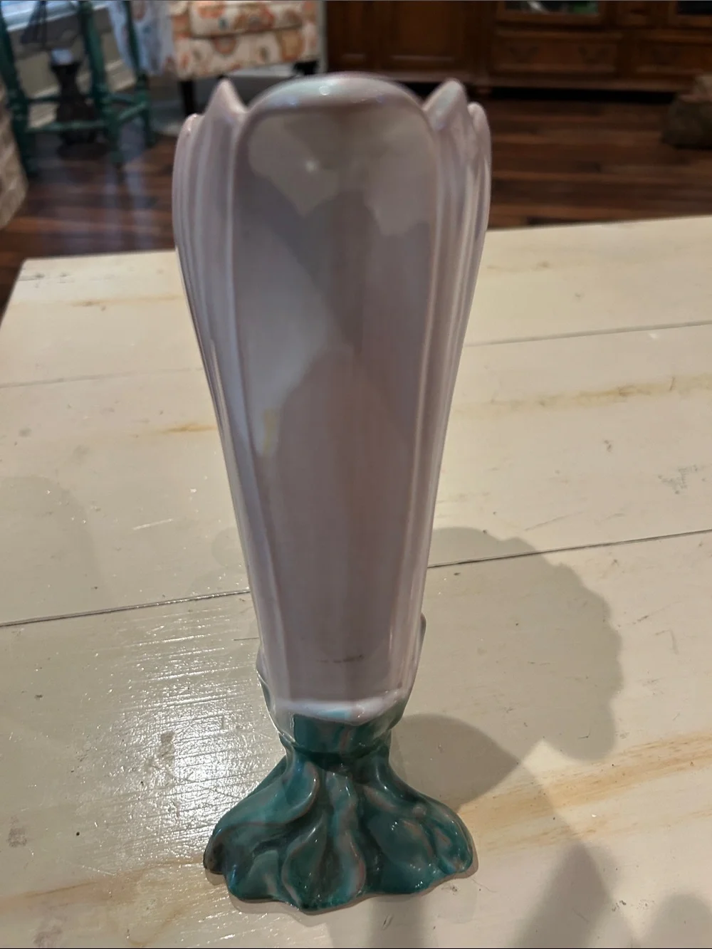 Vintage “Terra Rose” Lily Model #3619 Ceramic Vase in Pink and Aqua